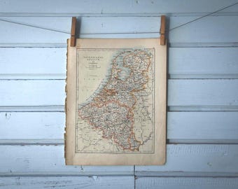 1892 Vintage Netherlands & Belgium Map