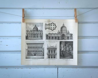1907 Vintage Italian Renaissance Architecture Lithograph Illustration