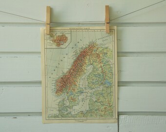 1951 Vintage Scandinavia Map