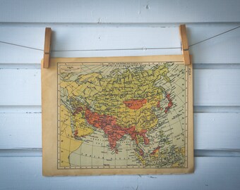 1950 Vintage Map of Asia