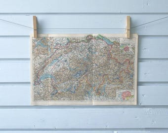 1938 Vintage Map of Switzerland