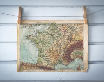 1930 Vintage Map of France