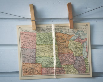 1910s Vintage North USA Map