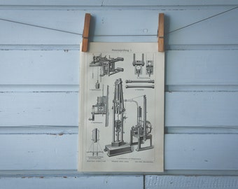 1907 Vintage Mechanical Testing Lithograph Illustration