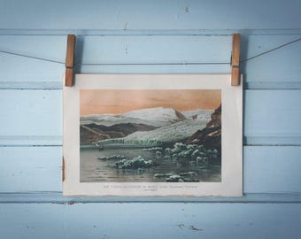 1897 Vintage Tyndall Glacier Chromolithograph Illustration