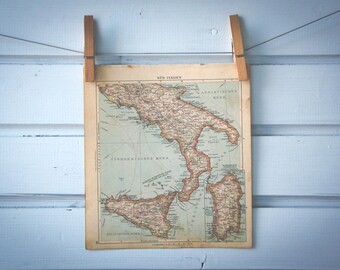 1929 Vintage South Italy Map