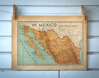 1941 Vintage North Mexico Map