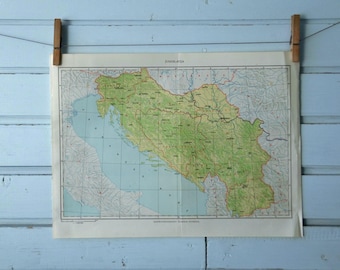 1971 Vintage Forest Map of Yugoslavia