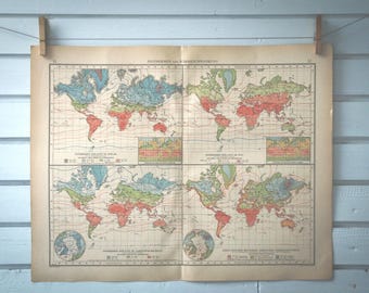 1906 Vintage World Climate Map