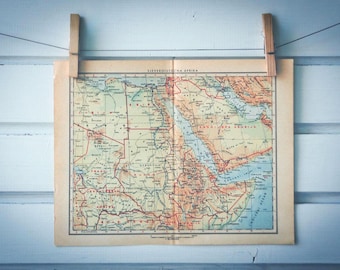 1956 Vintage Northeast Africa Map