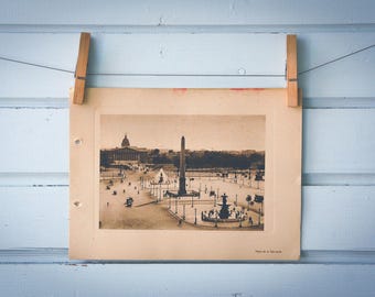 1910s Vintage Paris Place de la Concorde Illustration