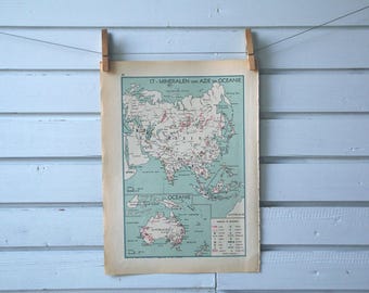 1941 Vintage Asia & Australia Minerals Map