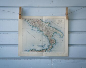 1907 Vintage South Italy Map