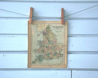 1896 Vintage Map of England