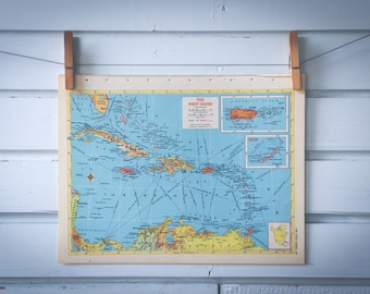 1956 Vintage West Indies Map
