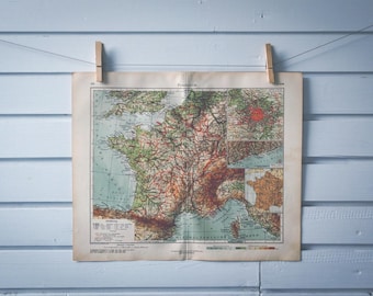 1928 Vintage Map of France