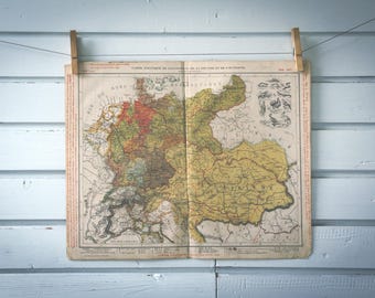 1877 Vintage Central Europe Map