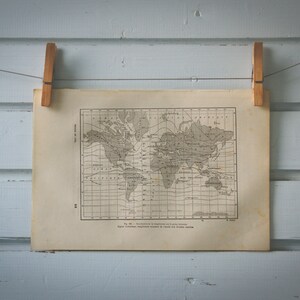1884 Vintage World Temperature Map