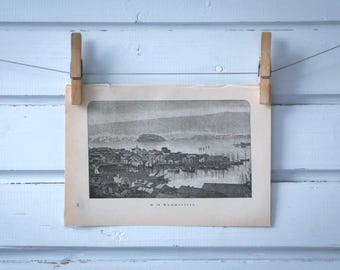 1892 Vintage Hammerfest Lithograph Illustration