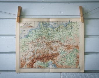 1907 Vintage Map of Central Europe