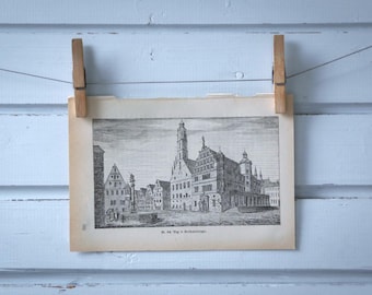 1892 Vintage Rothenburg ob der Tauber Lithograph Illustration