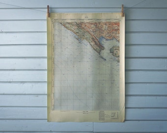 1949 Vintage South Montenegro & Croatia Map