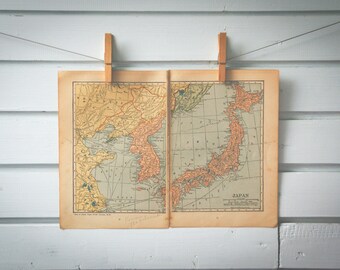1929 Vintage Map of Japan