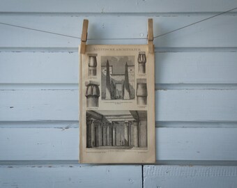 1887 Vintage Ancient Egyptian Architecture Lithograph Illustration