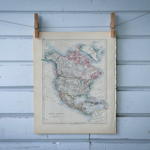 Carte de l'Amérique du Nord vintage 1904