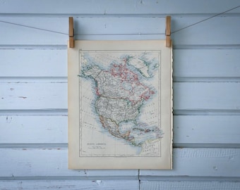 1904 Vintage North America Map