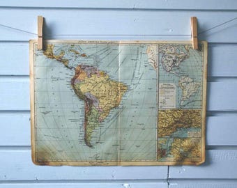 1930s Vintage South America Map