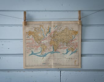 1887 Vintage Ocean Currents World Map