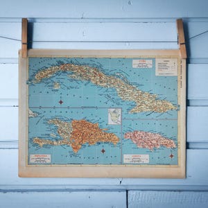 Vintage Karte von Kuba, Hispaniola und Jamaika aus dem Jahr 1956