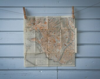 1926 Vintage Map of Genoa