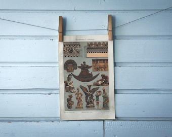 1907 Vintage Terracotta Chromolithograph Illustration