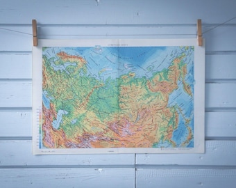 1970 Vintage Map of Russia