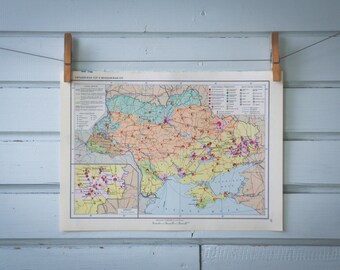 1967 Vintage Map of Ukraine
