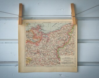 1929 Vintage Northeast Germany Map