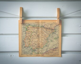 1943 Vintage Map of Spain