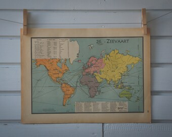 1941 Vintage Ocean Routes World Map