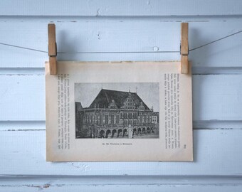 1892 Vintage Bremen City Hall Illustration