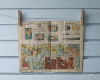 1912 Vintage Introduction to Cartography Atlas page