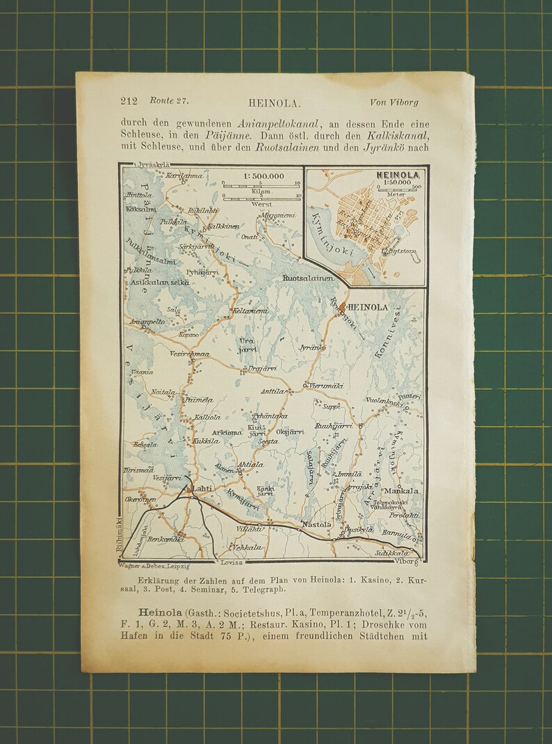 1912 Vintage Heinola & Surroundings Map image 2