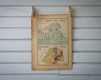 1941 Vintage Vatican & Genoa Map