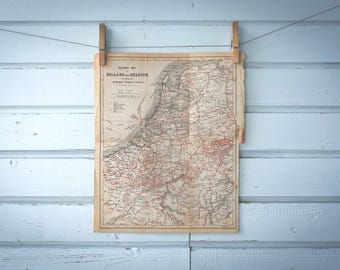 1878 Vintage Netherlands & Belgium Map