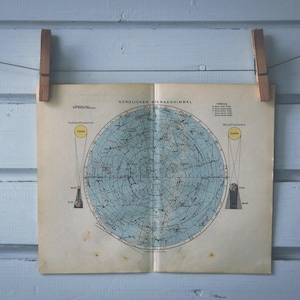 1932 Vintage Northern Hemisphere Celestial Map