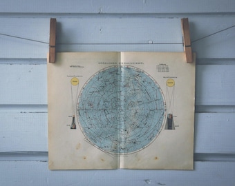 1932 Vintage Northern Hemisphere Celestial Map