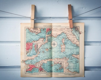 1931 Vintage Map of the West Mediterranean