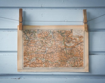 1890 Vintage Map of the Salzburg State