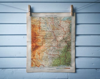 1928 Vintage Central USA Map